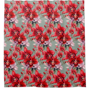 Elegant Red Orchids Shower Curtain