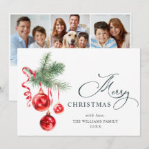 Elegant Red Ornament Christmas Greeting 3 PHOTO
