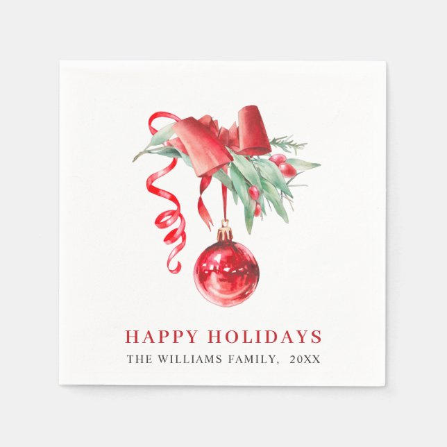 Elegant Red Ornament Christmas Holiday Party Napkin (Front)