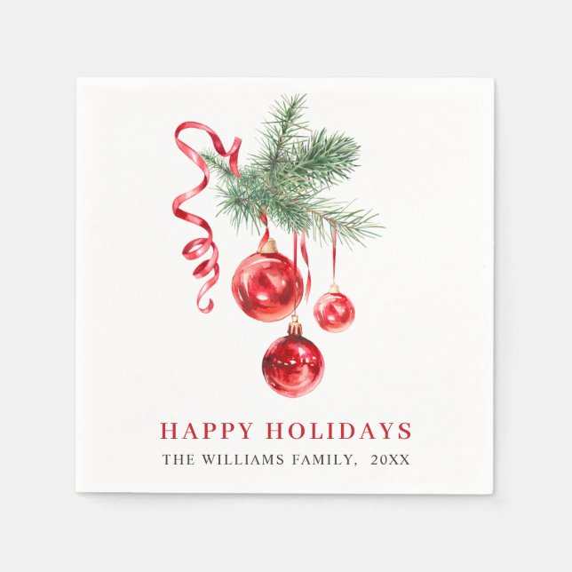 Elegant Red Ornament Christmas Holiday Party Napkin (Front)