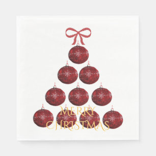 Elegant red ornament Christmas tree Napkin