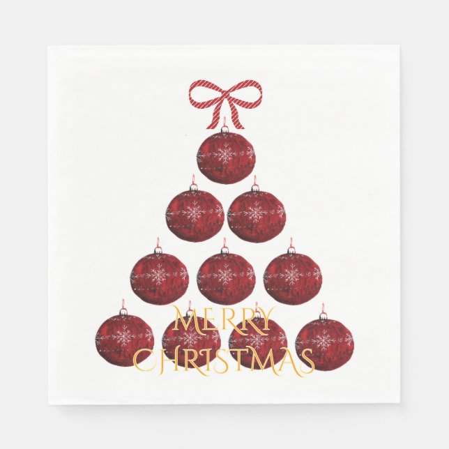 Elegant red ornament Christmas tree Napkin (Front)