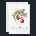 Elegant Red Ornament Merry Christmas Corporate Hol Holiday Card<br><div class="desc">Elegant Red Ornament Merry Christmas Greeting Holiday Card.</div>