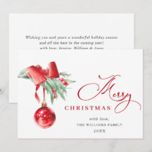 Elegant Red Ornament Merry Christmas Greeting