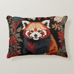 Elegant Red Panda William Morris Inspired Floral Decorative Cushion