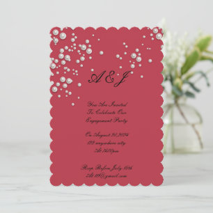 Elegant red pearl bridal shower save the date