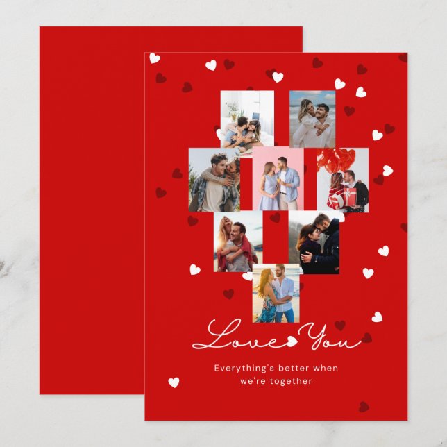 Elegant Red Personalised Photo Valentine's day Holiday Card (Front/Back)
