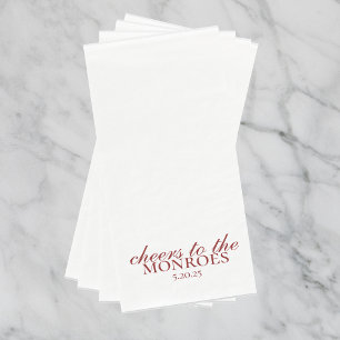 Elegant Red Personalized Wedding Guest Towels  Napkin
