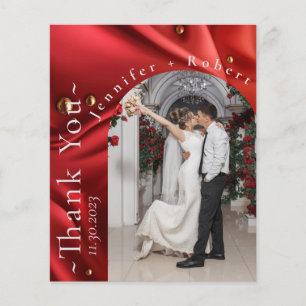 Elegant Red Photo Budget Wedding Thank you card 