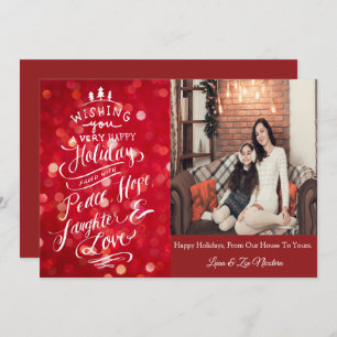 Elegant Red Photo Christmas Greeting Card