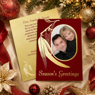 Elegant Red Photo Eucalyptus Art Christmas Gold 