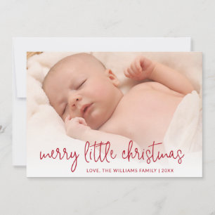 Elegant Red Photo Holiday Birth Announcement