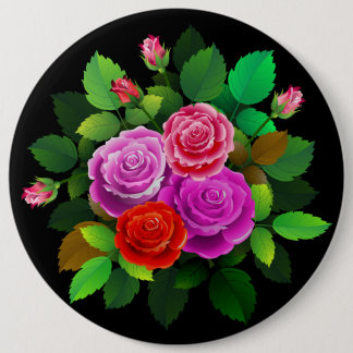 Elegant Red Pink And Purple Rose Flower 6 Cm Round Badge