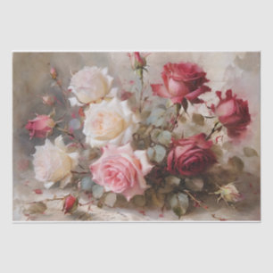 Elegant Red, Pink and White Roses Tissue Paper