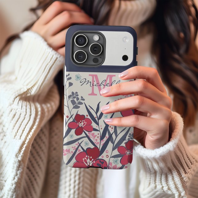 Elegant Red & Pink Floral Monogram (Creator Uploaded)