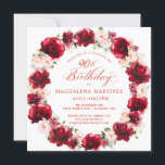Elegant Red Pink Floral Wreath 90th Birthday Invitation<br><div class="desc">Beautiful watercolor red roses and pink peonies create an elegant wreath to decorate this 90th birthday invitation. The calligraphy adds a special touch. This birthday invitation is available in both traditional cardstock and a downloadable version. It is part of the Red Rose and Pink Peony collection. It lets you choose...</div>
