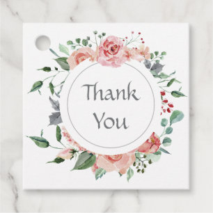 Elegant Red Pink Rose Wedding Thank You Favour Tags