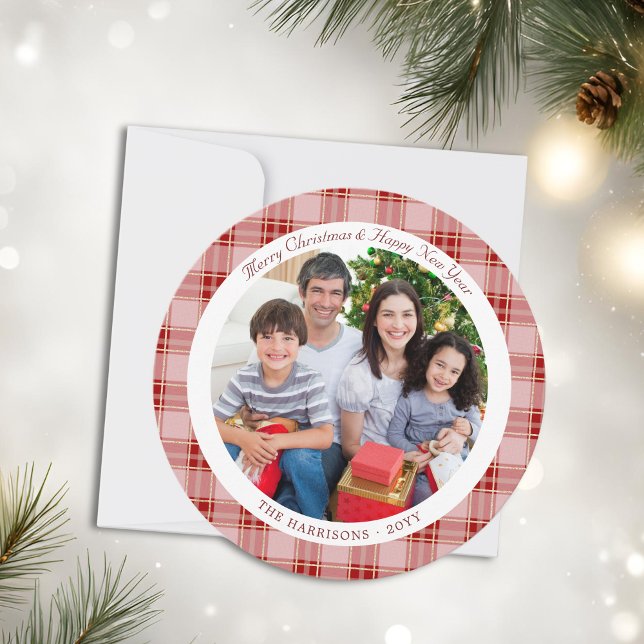 Elegant Red Plaid Christmas Holiday Photo Card (Elegant Red Plaid Christmas Holiday Photo Card)