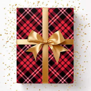 Elegant Red Plaid Pattern Wrapping Paper