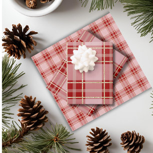 Elegant Red Plaid Pattern  Wrapping Paper Sheet