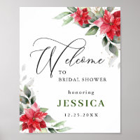 Elegant Red Poinsettia BRIDAL SHOWER Welcome