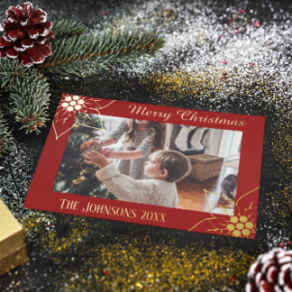 Elegant Red Poinsettia Christmas Photo