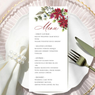 Elegant Red Poinsettia Christmas Wedding Menu