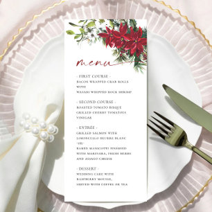 Elegant Red Poinsettia Christmas Wedding Menu