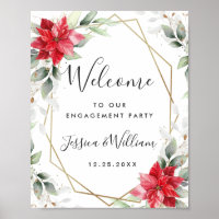 Elegant Red Poinsettia ENGAGEMENT PARTY Welcome