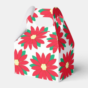 Elegant Red Poinsettia Floral Pattern Christmas Favour Box
