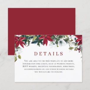 Elegant Red Poinsettia Watercolor Details Enclosure Card