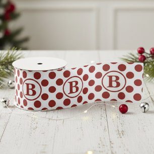 Elegant Red Polka Dot Monogram Grosgrain Ribbon