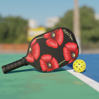 Elegant Red Poppies Personalised Pickleball Paddle