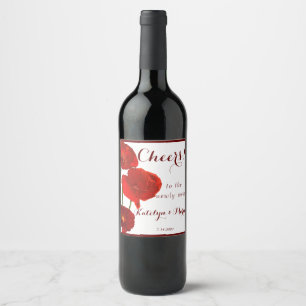 Elegant red poppies wine label