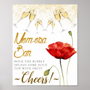 Elegant Red Poppy Baby Shower Mimosa Bar Sign