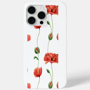 Elegant Red Poppy Floral iPhone 15 Pro Max Case