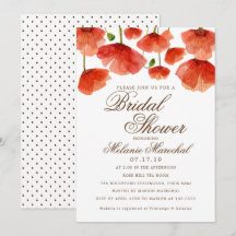 Elegant Red Poppy Flowers Bridal Shower