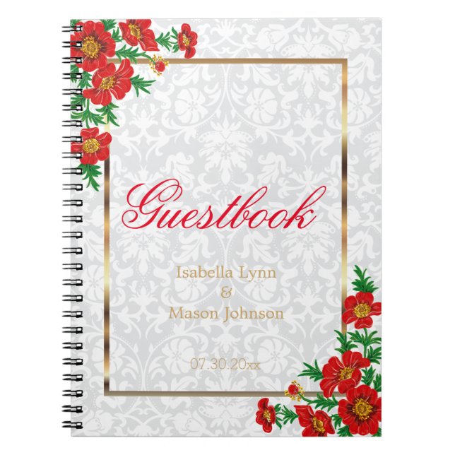 Elegant Red Poppy Flowers - Guestbook Notebook (Front)