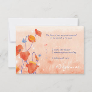 Elegant Red Poppy Wedding RSVP Card