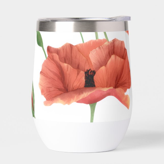 Elegant Red Poppy Wildflower Pattern  (Left)