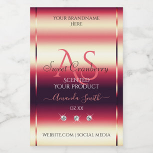 Elegant Red Product Labels Diamonds and Initials