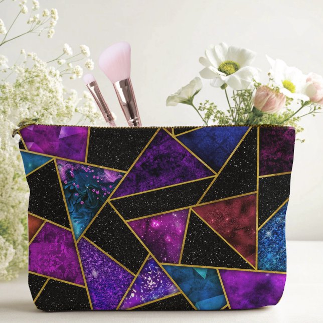 Elegant red purple girly geometric accessory pouch (Creator Uploaded)