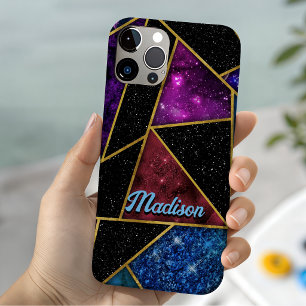 Elegant red purple girly geometric iPhone 15 case