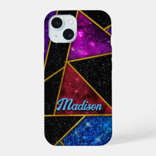 Elegant red purple girly geometric iPhone 15 case