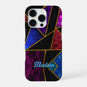 Elegant red purple girly geometric iPhone 16 pro case
