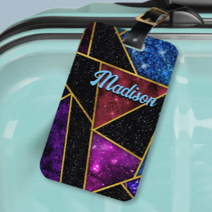 Elegant red purple girly geometric luggage tag