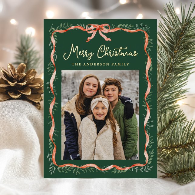 Elegant Red Ribbon and Greenery 2 Photo (Creator Uploaded)