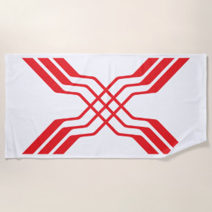 Elegant Red Ribbon line Letter X Monogram Beach Towel