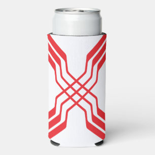 Elegant Red Ribbon line Letter X Monogram Seltzer Can Cooler