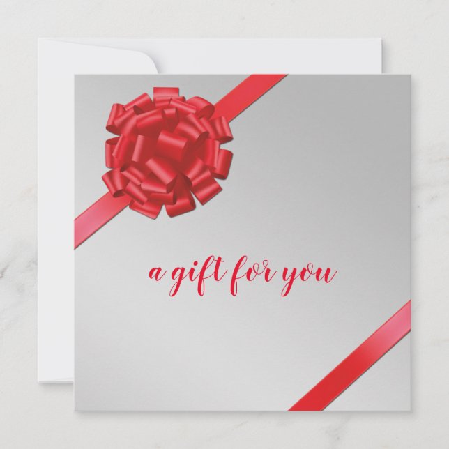 Elegant Red Ribbon with Bow Gift Wrap Gift Card (Front)